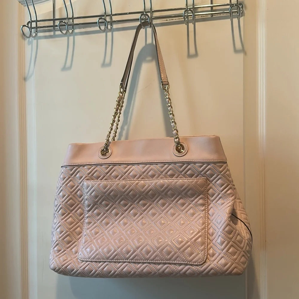 Tory Burch Fleming Pink Quilted Leather Tote